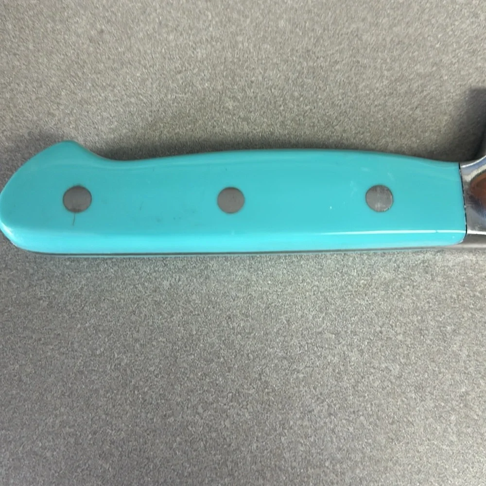 Pioneer Woman 8 in knife with Turquoise handle in good used condition